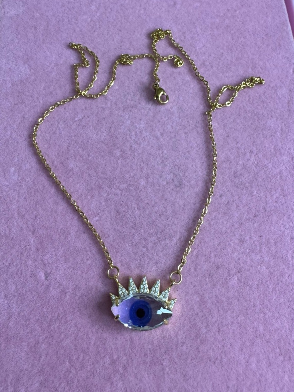 Gold-Tone Purple Evil Eye Pendant Necklace